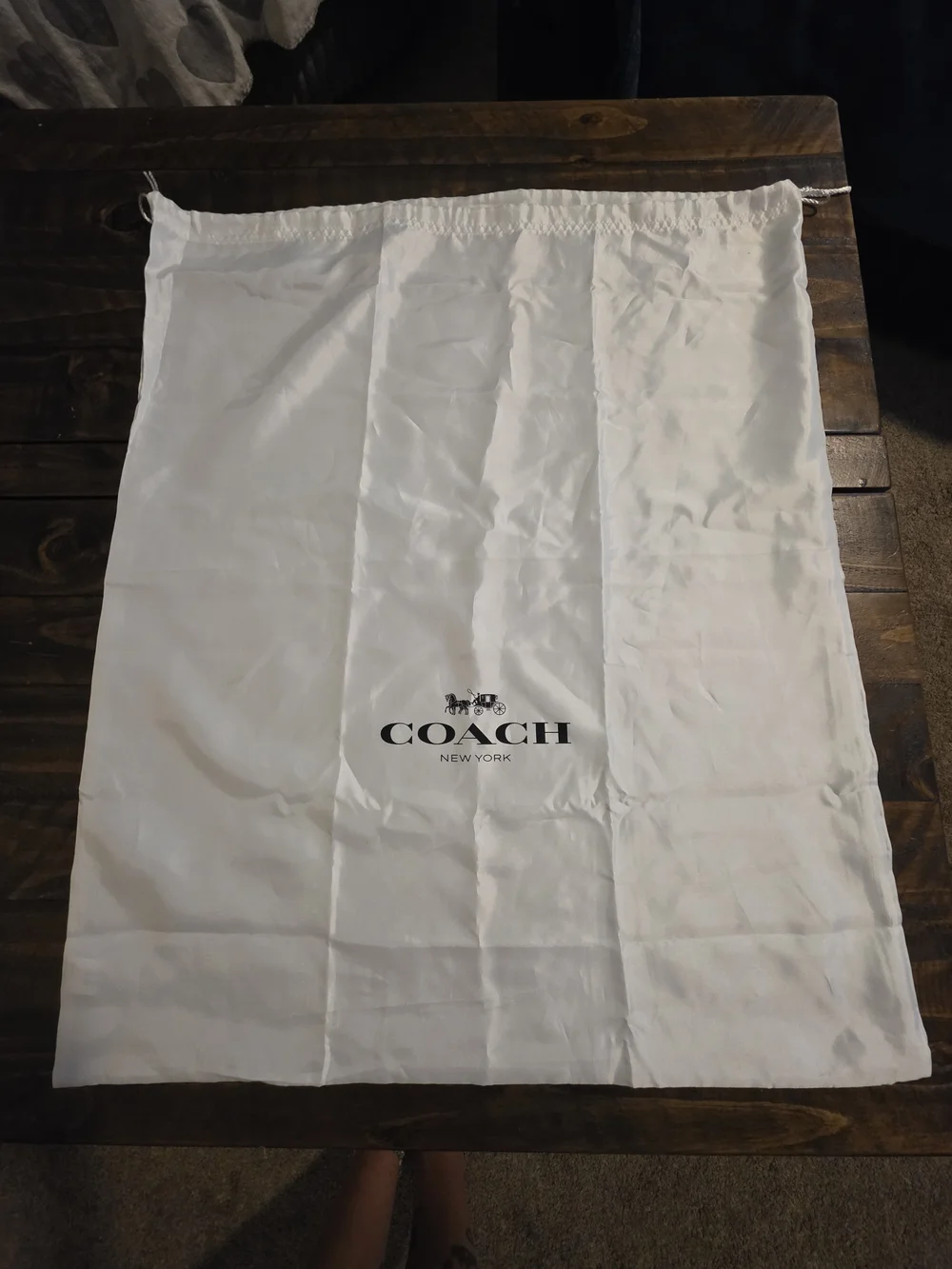 Coach White Drawstring Logo Dust Bag